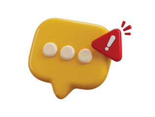Alert notice chat message icon 3d render concept of speech bubbles symbol on social media with alert notice comment or user reply sign false correct problem fail chat message icon vector illustration