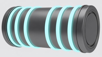 Black Camera Lens with Blue Accents.
