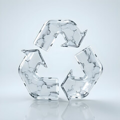Ice crystal recycling symbol isolated on white