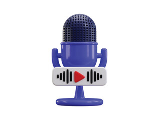 Podcast recording icon 3d render concept of podcast studio, recording studio microphone icon vector illustration