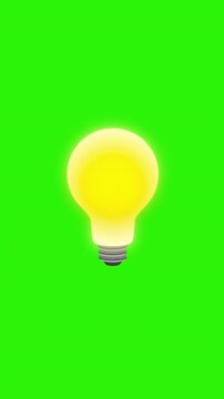 Creative Thinking Animation with Light Bulb on green background. Vertical. Full HD. 4K