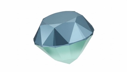 Blue Diamond Gemstone on White Background.