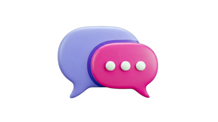 3D Speech Bubbles with Three Dots on transparent background