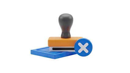 3D Stamp with 'X' Mark on transparent background