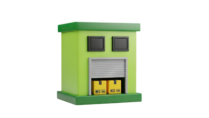 3D Warehouse Icon with Boxes transparent background