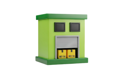 3D Warehouse Icon with Boxes transparent background