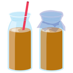 瓶入りのコーヒー牛乳のイラスト
