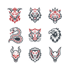 Animal head illustrations vector graphic designs for multiple applications