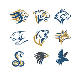 Animal heads collection vector illustrations for design