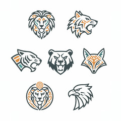 Stylized animal head illustrations for design and decoration