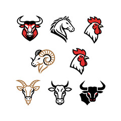 Animal head collection vector illustrations for design and branding