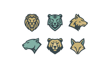 Animal head emblems set illustration graphic design