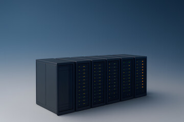 Modern Data Center Server Rack for Cloud Computing and Storage
