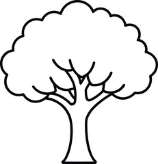Minimalist oak tree line art vector graphic