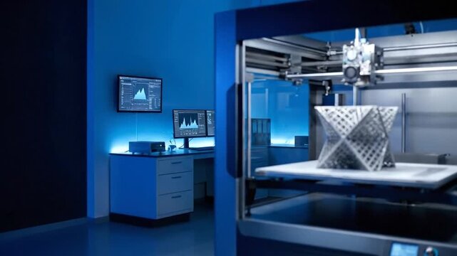 Advanced 3D Printer at Work in a High-Tech Scientific Research Laboratory
