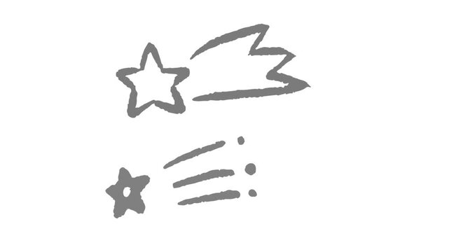 ふたつの流れ星が放物線を描いて移動する動画