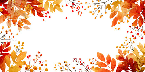 Autumnal frame with leaves and berries © darkheaven