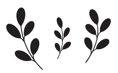 Botanical Branch Silhouette Vector Set &ndash; Black Minimal Plant Icons