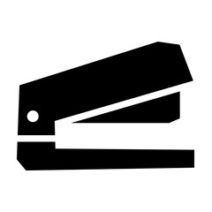 Black stapler silhouette icon isolated on white background. Simple flat vector style symbolizing office equipment, paperwork, administration, and workspace tools.