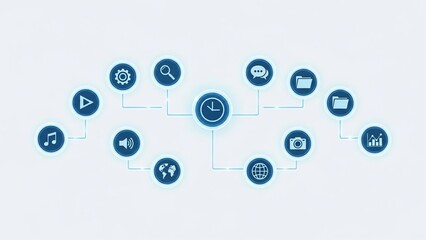 Digital Media Icons Network Connection Concept.