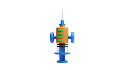 3D Cartoon Syringe 3D Render on transparent background