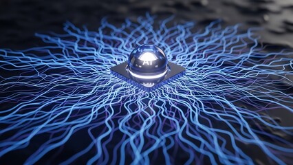 Electricity Spark Blue Energy Abstract Technology.