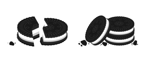 Black Cookies Biscuit Chocolate Vector