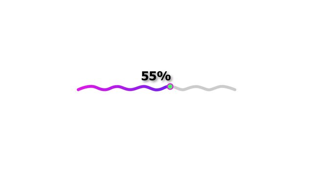 Loading bar processing animation from 0% to 94% with 94 percent progress indicator, modern UI design concept. 4K Video.