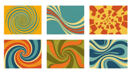 Obraz premium Abstract Retro Backgrounds with Colorful Swirls and Waves Patterns