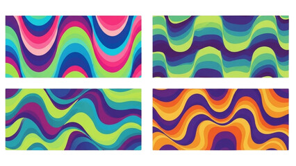 Fototapeta premium Vibrant Retro Wavy Pattern Backgrounds in Psychedelic Colors
