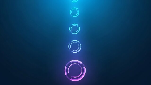 Glowing Neon Circles in Dark Blue Background. - Powered by Adobe