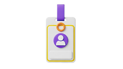 Fototapeta premium 3D ID Card Icon with User Symbol and Name Tag on transparent background