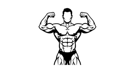 Fototapeta premium Muscular Man Showing Off Muscles and Strength.