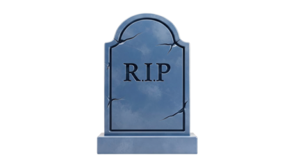 3D Tombstone with RIP inscription on transparent background
