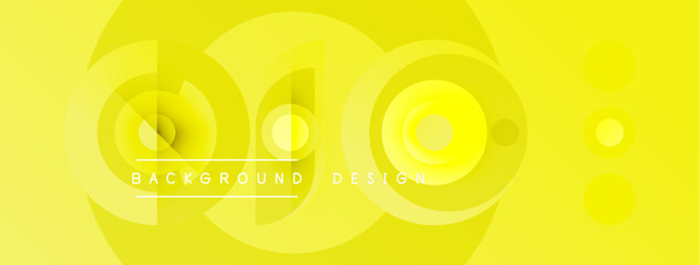 Obraz premium Yellow abstract background features overlapping circles, gradients. Text reads background design. Simple, modern aesthetic.
