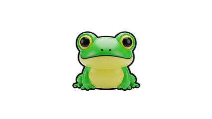 Obraz premium 3D Cute cartoon green frog transparent background