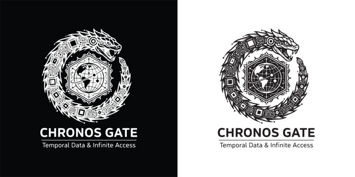 Chronos Gate Temporal Data and Infinite Access Ouroboros Circuit Logo