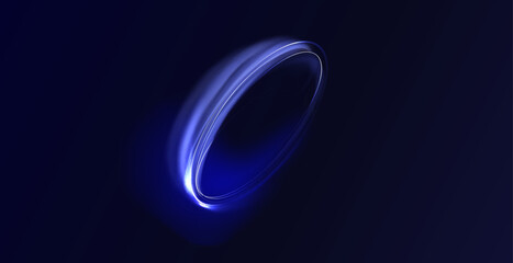 Portal light effect on a dark background. Light bright blue swirl. Bright light round teleport podium. Magic gate in a fantasy game. © kume111000