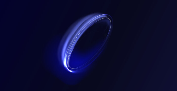 Portal light effect on a dark background. Light bright blue swirl. Bright light round teleport podium. Magic gate in a fantasy game.