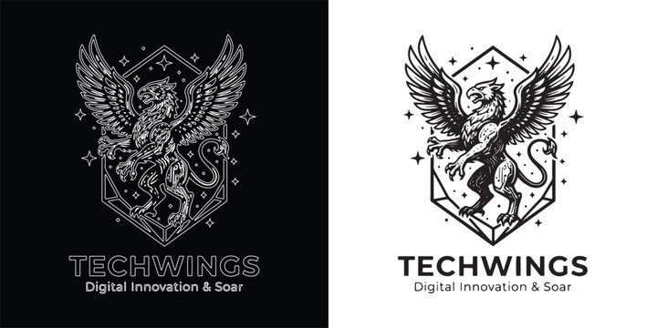 Majestic Griffin Griffin Mythology Logo for Digital Innovation and Tech Company