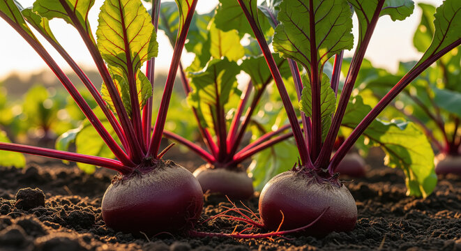 fresh beetroot on tree at farm