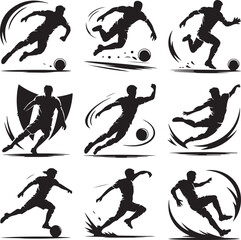 Obraz premium Dynamic soccer player actions and movements in various poses