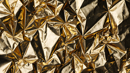 A Texture Background of Crumpled Gold Foil Paper