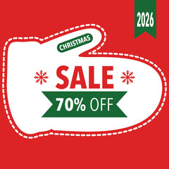 A minimalist Christmas sale template features a simple, flat art post for social media and online media advertisement.