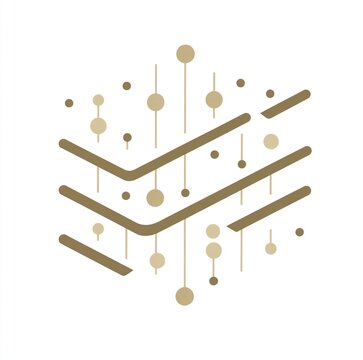 minimal abstract logo showing hierarchical information layers, three parallel planes represented as thin translucent bands, dots distributed unevenly on each plane, sparse inter-layer connections