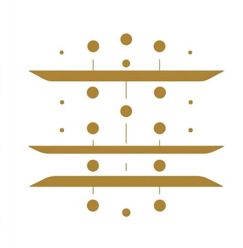 minimal abstract logo showing hierarchical information layers, three parallel planes represented as thin translucent bands, dots distributed unevenly on each plane, sparse inter-layer connections