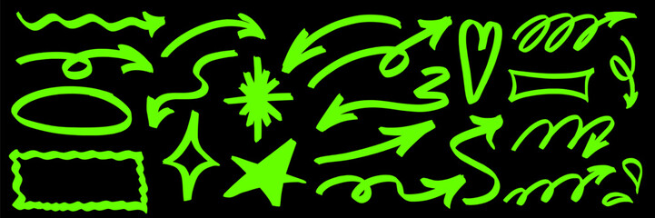 Expressive underline marks pair naturally with a bold arrow. Marker lines deliver highlight detail, and underline movement follows the arrow in clean marker style.