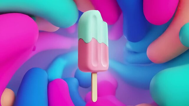 Abstract Colorful Ice Cream Popsicles With Unique Backgrounds, A Summer Treat Delightful