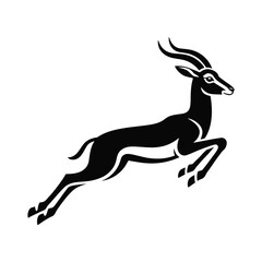 Obraz premium A striking black and white illustration of a gazelle in mid-leap