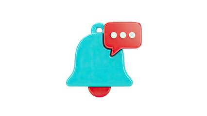 3D Notification Bell with Speech Bubble Icon on transparent background